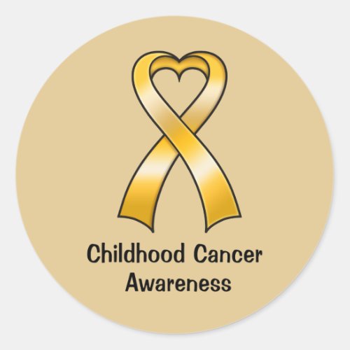 Childhood Cancer Heart Ribbon Classic Round Sticker