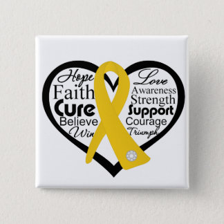 Childhood Cancer Heart Ribbon Collage Button