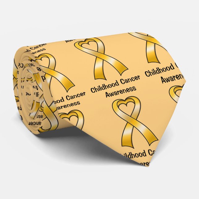Childhood Cancer Heart Ribbon Neck Tie (Rolled)