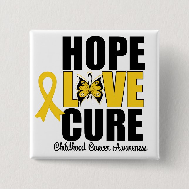 Childhood Cancer Hope Love Cure Button (Front)