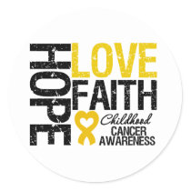 Childhood Cancer Hope Love Faith Classic Round Sticker