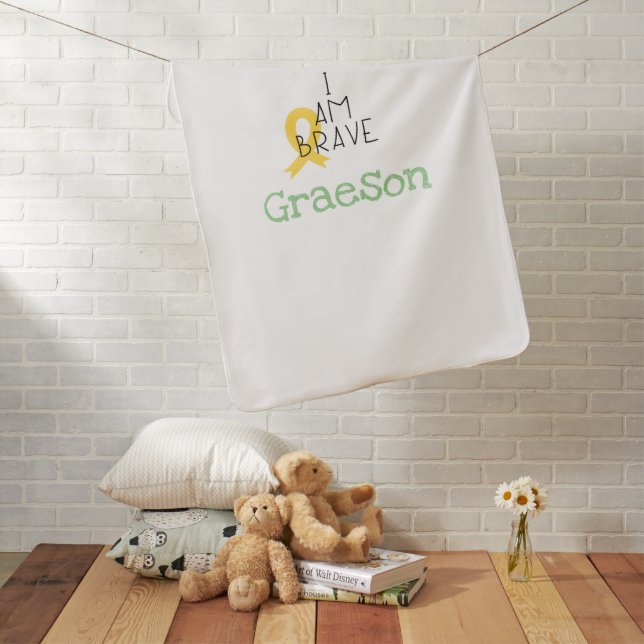 childhood cancer. I am brave.Custom Baby Blanket (In Situ)
