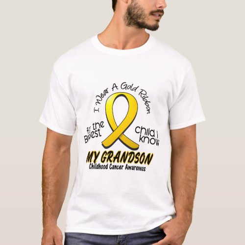Childhood Cancer I Wear Gold Ribbon For Grandson T_Shirt