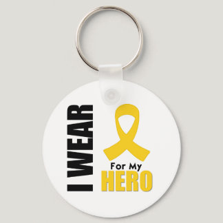 Childhood Cancer I Wear Gold Ribbon For My Hero Keychain