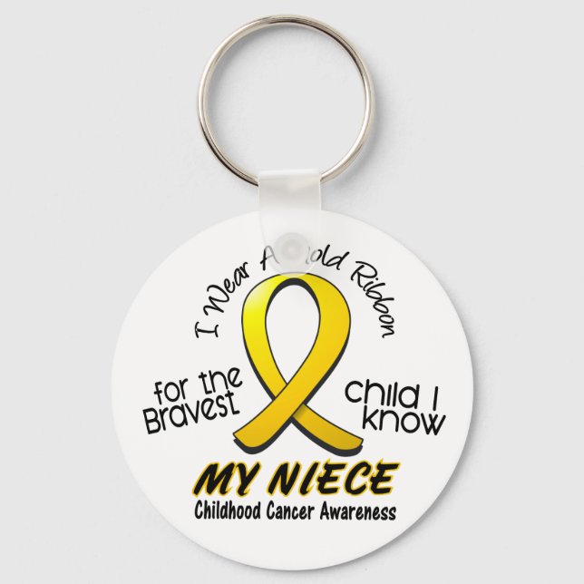 Childhood Cancer I Wear Gold Ribbon For My Niece Keychain (Front)