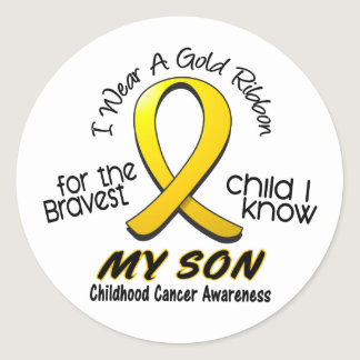 Childhood Cancer I Wear Gold Ribbon For My Son Classic Round Sticker