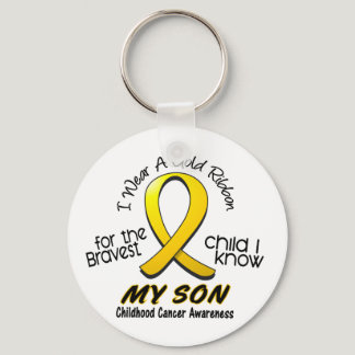 Childhood Cancer I Wear Gold Ribbon For My Son Keychain