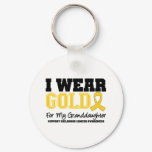 Childhood Cancer I Wear Gold Ribbon Granddaughter Keychain