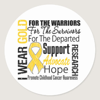 Childhood Cancer I Wear Gold Ribbon TRIBUTE Classic Round Sticker