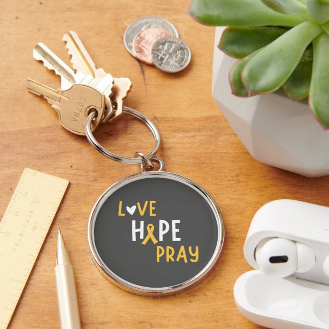 childhood cancer.love.hope.pray. Keychains (Desk)
