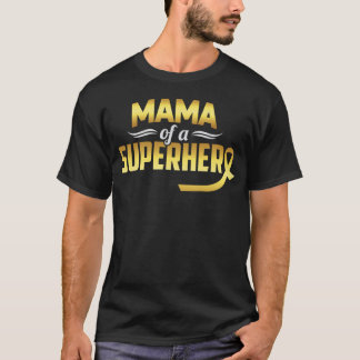 Childhood Cancer Mama Of A Superhero Family Ribbon T-Shirt