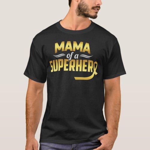 Childhood Cancer Mama Of A Superhero Family Ribbon T_Shirt