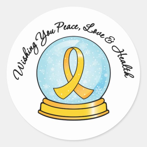 Childhood Cancer Merry Christmas Snowglobe Classic Round Sticker