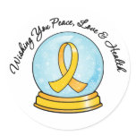 Childhood Cancer Merry Christmas Snowglobe Classic Round Sticker