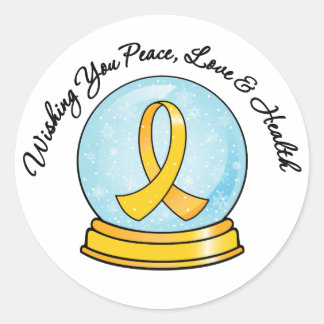 Childhood Cancer Merry Christmas Snowglobe Classic Round Sticker