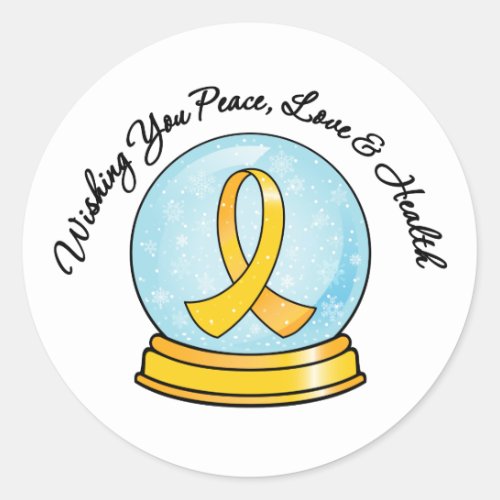 Childhood Cancer Merry Christmas Snowglobe Classic Round Sticker