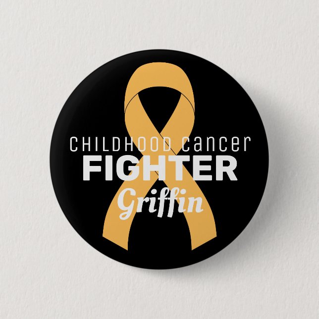Childhood Cancer Ribbon Black Button (Front)