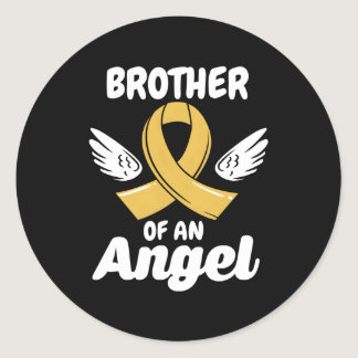 Childhood Cancer Ribbon Brother Of An Angel Loss R Classic Round Sticker