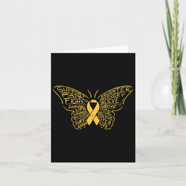 Childhood Cancer Ribbon Butterfly Awareness Suppor Card (Front)