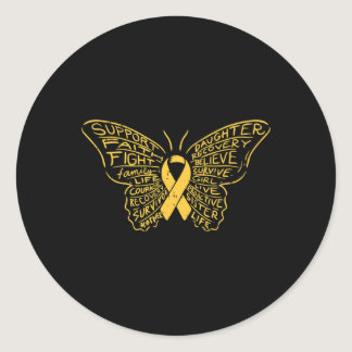 Childhood Cancer Ribbon Butterfly Awareness Suppor Classic Round Sticker