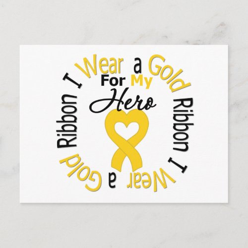 Childhood Cancer Ribbon For My Hero Postcard