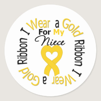 Childhood Cancer Ribbon For My Niece Classic Round Sticker