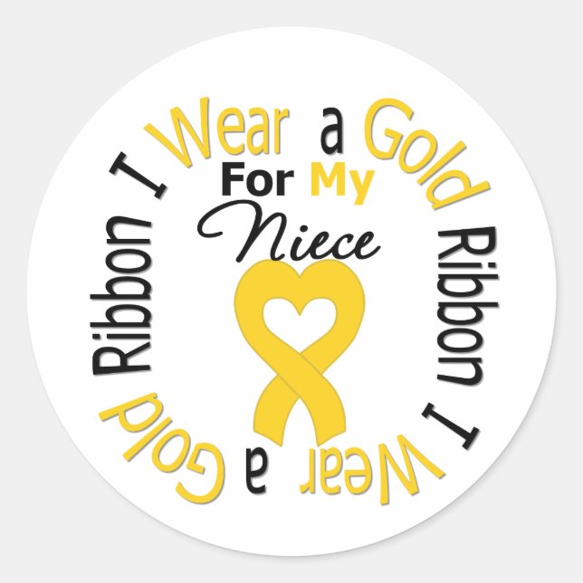 Childhood Cancer Ribbon For My Niece Classic Round Sticker (Front)