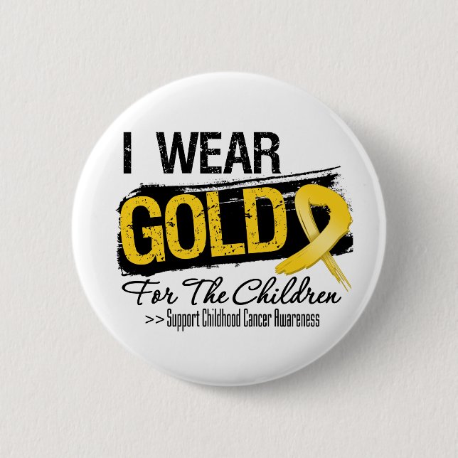 Childhood Cancer Ribbon For The Children Button (Front)