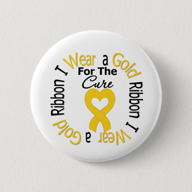 Childhood Cancer Ribbon For The Cure Pinback Button (Front)