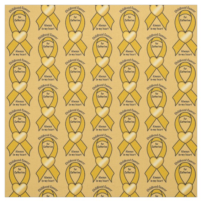 Childhood Cancer Ribbon Heart Name Customizable Fabric (Swatch)