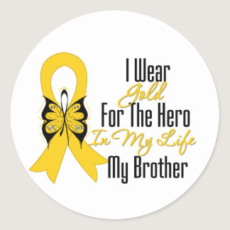 Childhood Cancer Ribbon My Hero My Brother Classic Round Sticker
