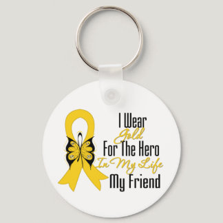 Childhood Cancer Ribbon My Hero My Friend Keychain
