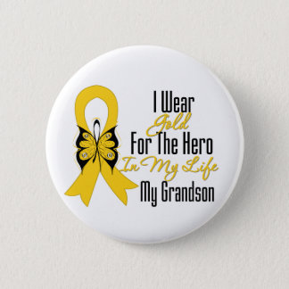 Childhood Cancer Ribbon My Hero My Grandson Button