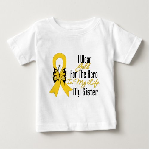 Childhood Cancer Ribbon My Hero My Sister Baby T_Shirt