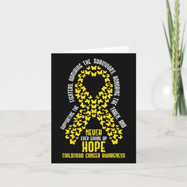 Childhood Cancer Ribbon Never Giving Up Hope Aware Card (Front)