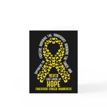 Childhood Cancer Ribbon Never Giving Up Hope Aware Card