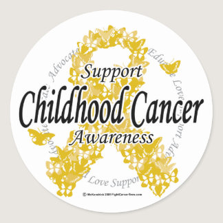 Childhood Cancer Ribbon of Butterflies Classic Round Sticker