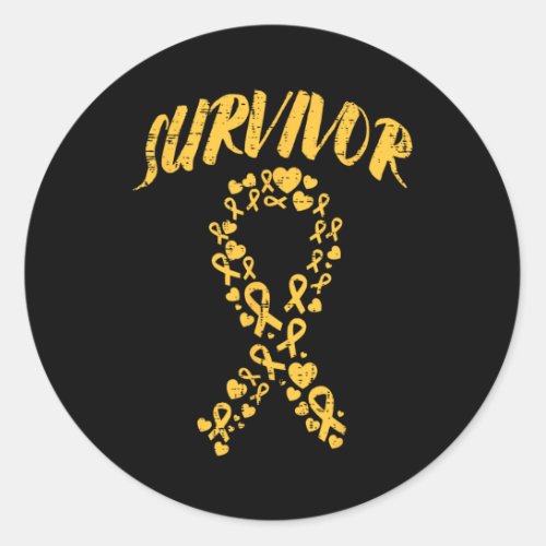 Childhood Cancer Ribbon Survivor Awareness Boys Gi Classic Round Sticker