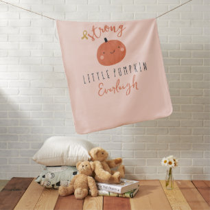childhood cancer strong little pumpkin Custom Name Baby Blanket