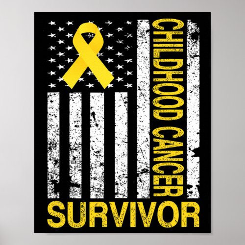 Childhood Cancer Survivor Awareness Usa Flag Golde Poster