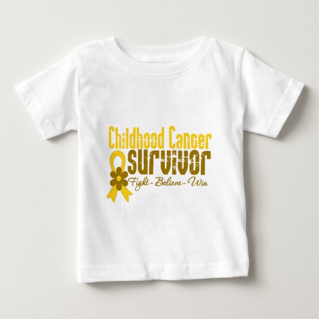 Childhood Cancer Survivor Flower Ribbon Baby T-Shirt (Front)