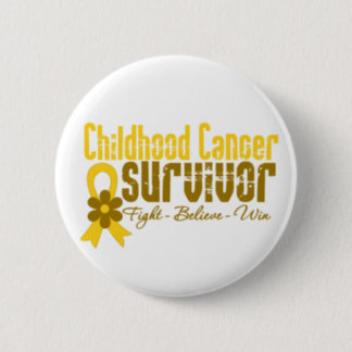 Childhood Cancer Survivor Flower Ribbon Pinback Button