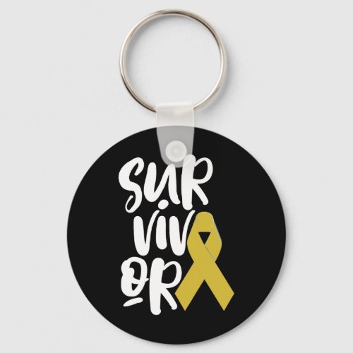 Childhood Cancer Survivor Kids Awareness Ribbon  Keychain