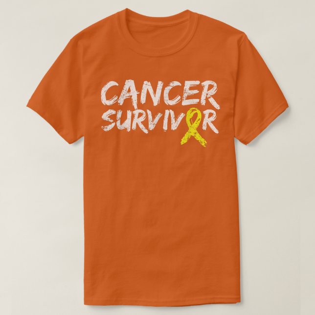 Childhood Cancer Survivor Yellow Ribbon Awareness  T-Shirt (Design Front)