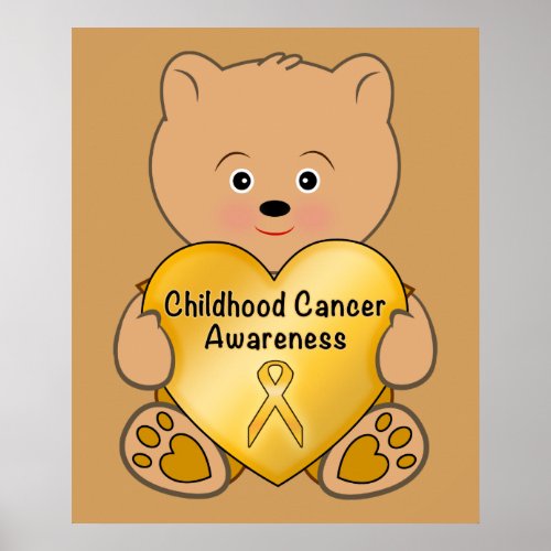 Childhood Cancer Teddy Bear with Heart Poster