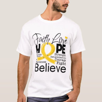 Childhood Cancer Typographic Faith Love Hope T-Shirt