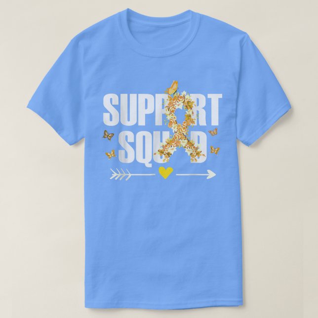 Childhood Cancer Warrior Support Squad Gold Ribbon T-Shirt (Design Front)