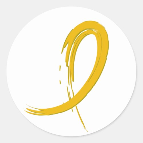 Childhood Cancers Gold Ribbon A4 Classic Round Sticker