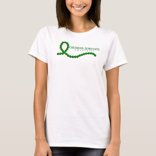 Childhood Depression Awareness Green Ribbon Beads T_Shirt