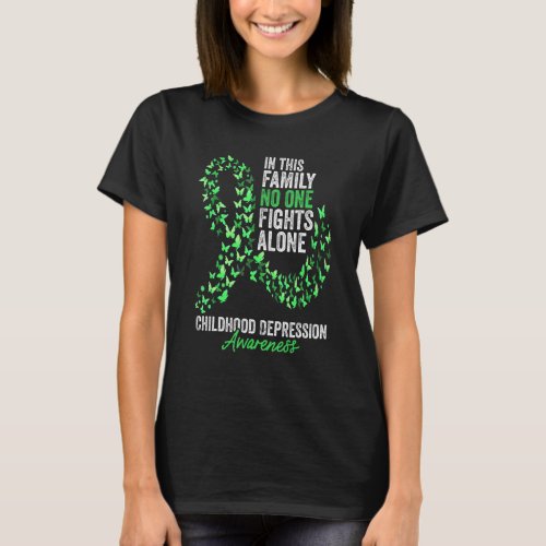 Childhood Depression Awareness Month Butterfly Gre T_Shirt